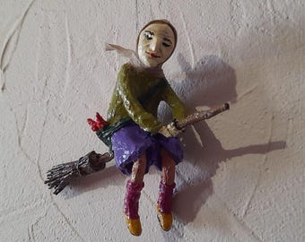 paper mache,figurine,grandma,baba yaga ,doll