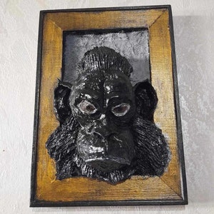 paper mache,vintage,monkey,wall decoration,figurine,sculpture