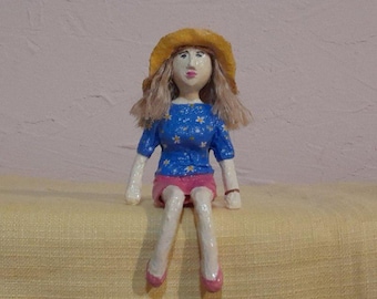 paper mache,author's doll,figurine