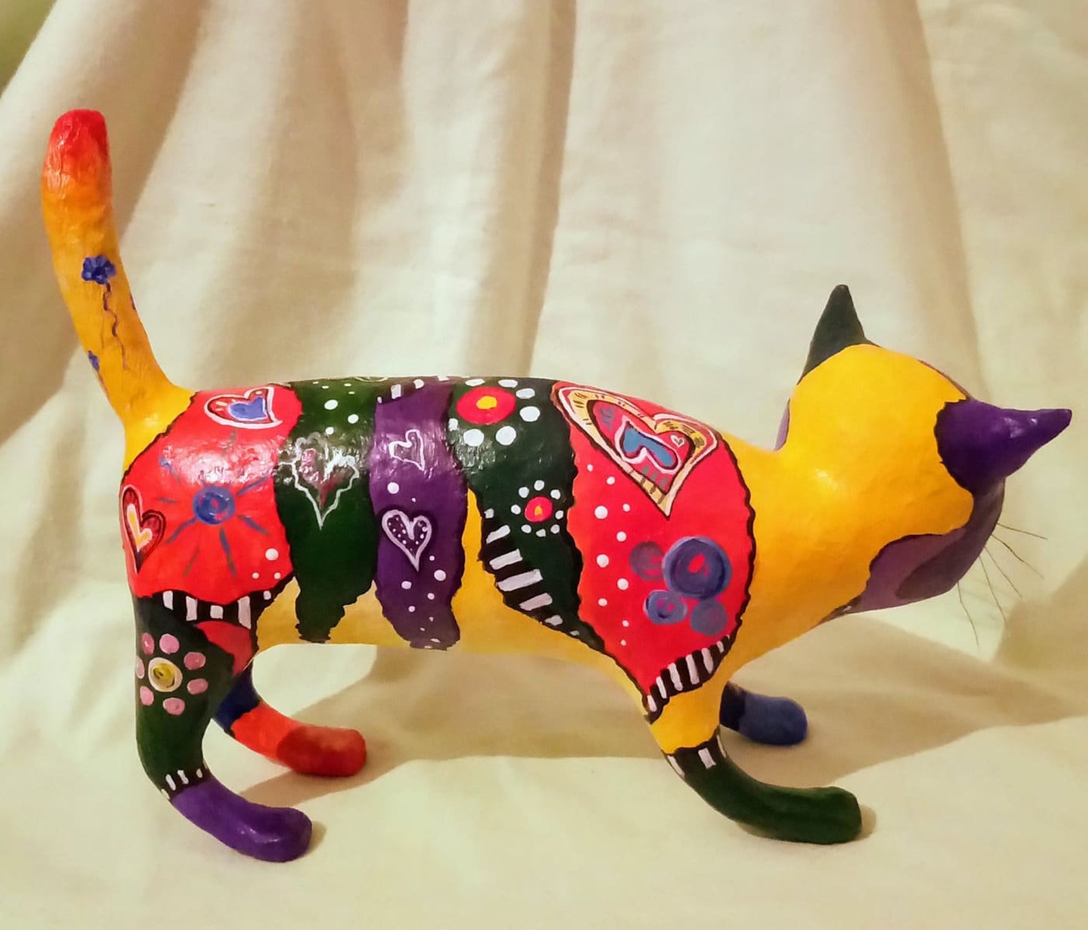 Papier mâché chat animal figurine sculpture Etsy