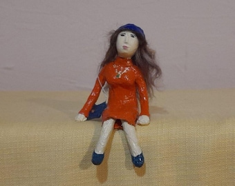 paper mache,author's doll,figurine
