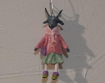 paper mache,suspension,christmas, new year,goat