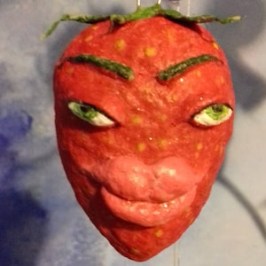 cartapesta, fragola, sospensione, natale, capodanno