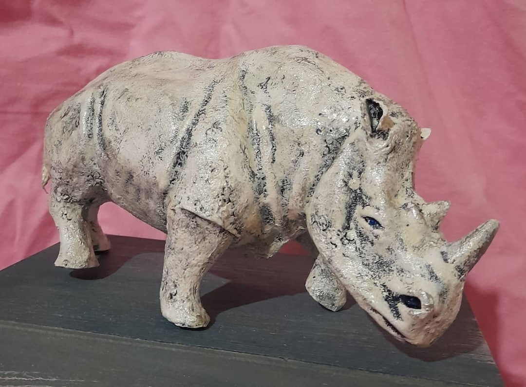 Paper Mache,white Rhinoceros,animal,figurine,sculpture - Etsy