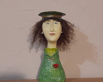 papier mache,author's doll,bust,merchant