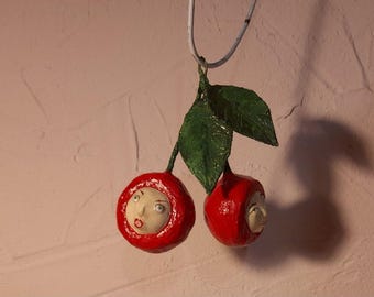 paper mache,suspension,cherry,christmas,new year