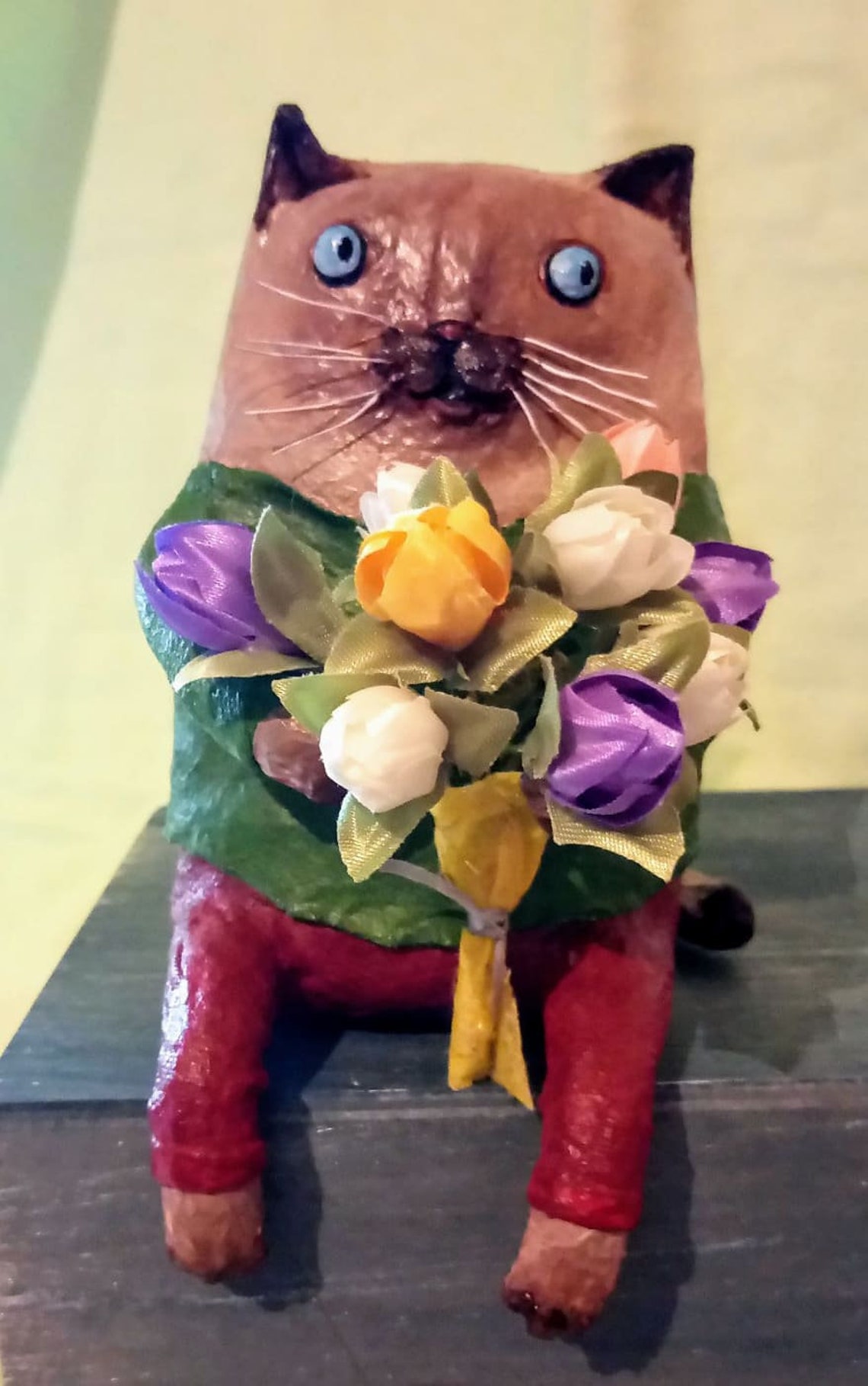 Papier mâché chat animal figurine sculpture Etsy