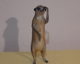 paper mache,suricate,meerkat,animal,figurine,sculpture