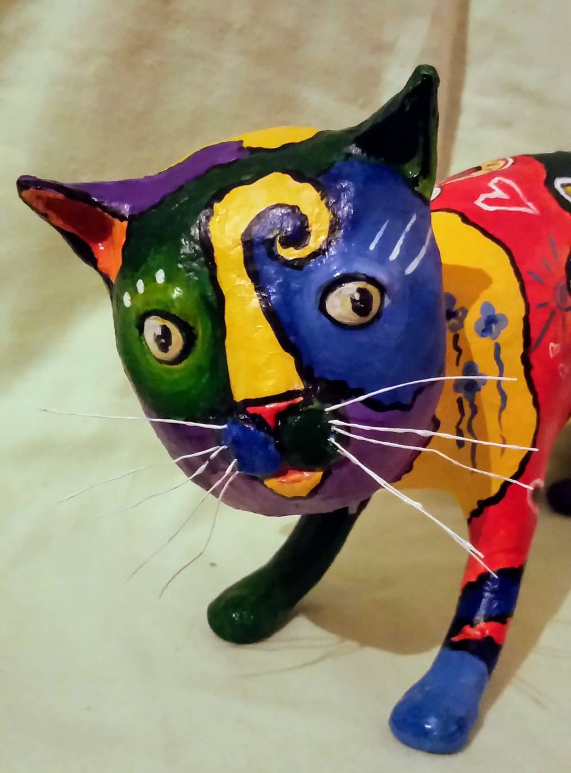 Papier mâché chat animal figurine sculpture Etsy