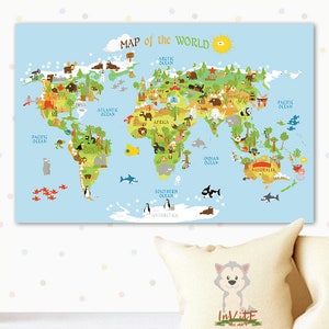 Druckbare WELTKARTE - POSTER für Kinder, Hochauflösendes Einzigartiges Baby Geschenk, Kinderzimmer Wandkunst, Sofortiger Download, Gender neutrale Raumdeko