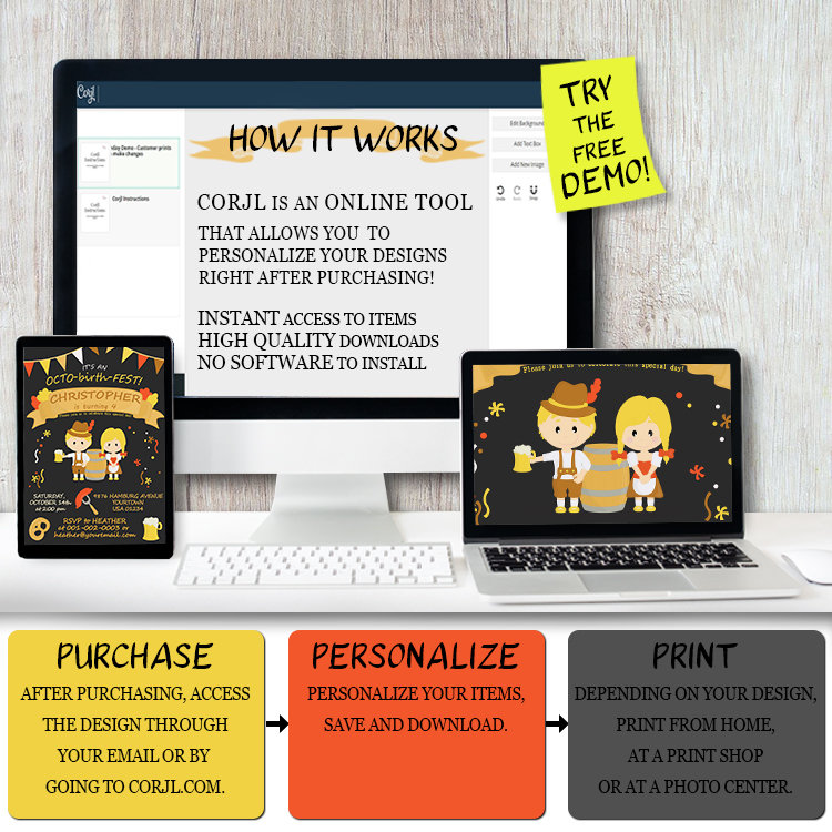 Editable OCTOBERFEST Birthday Party Invitation, Free CORJL DEMO ...