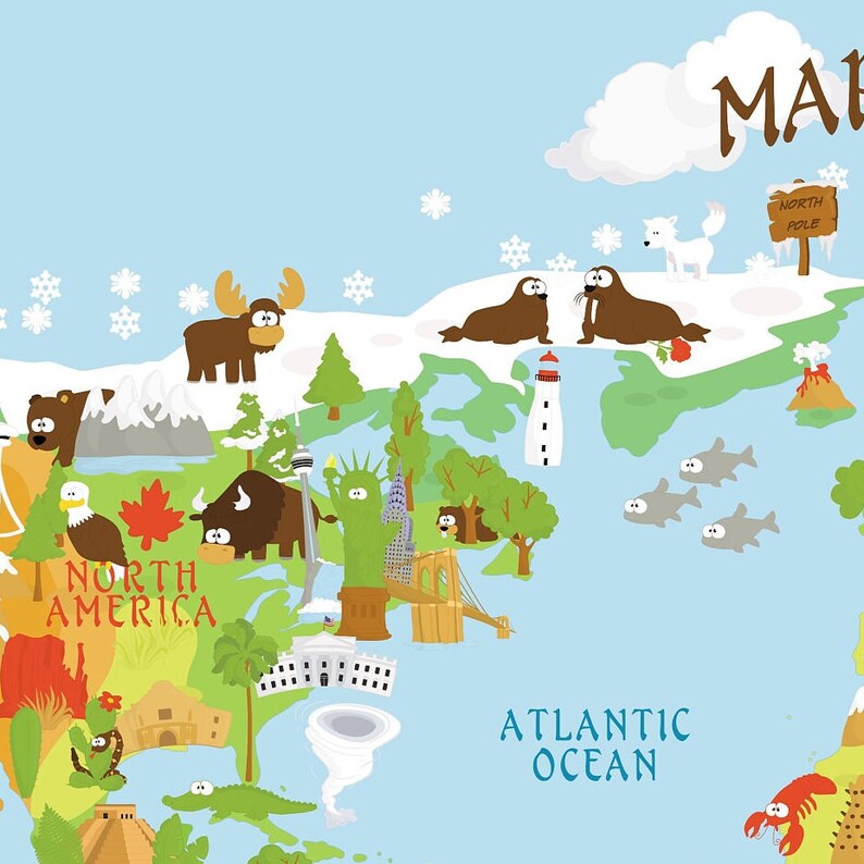 Printable WORLD MAP - POSTER for Kids, High Resolution Unique Baby Gift ...