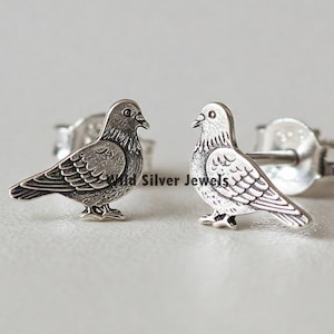 Tiny Dove Bird Silver Stud Earring, Dainty Stud Earrings, Trendy Minimalist Earrings, Peace Dove Flying Bird Earrings, 925 Silver Earrings