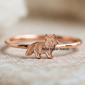 Tiny Fox Silver Ring, Dainty Fox Animal Lover Gift Ring, Silver Dainty Fox Ring, Perfect Animal Inspired Jewelry, Gold Plated Silver Ring