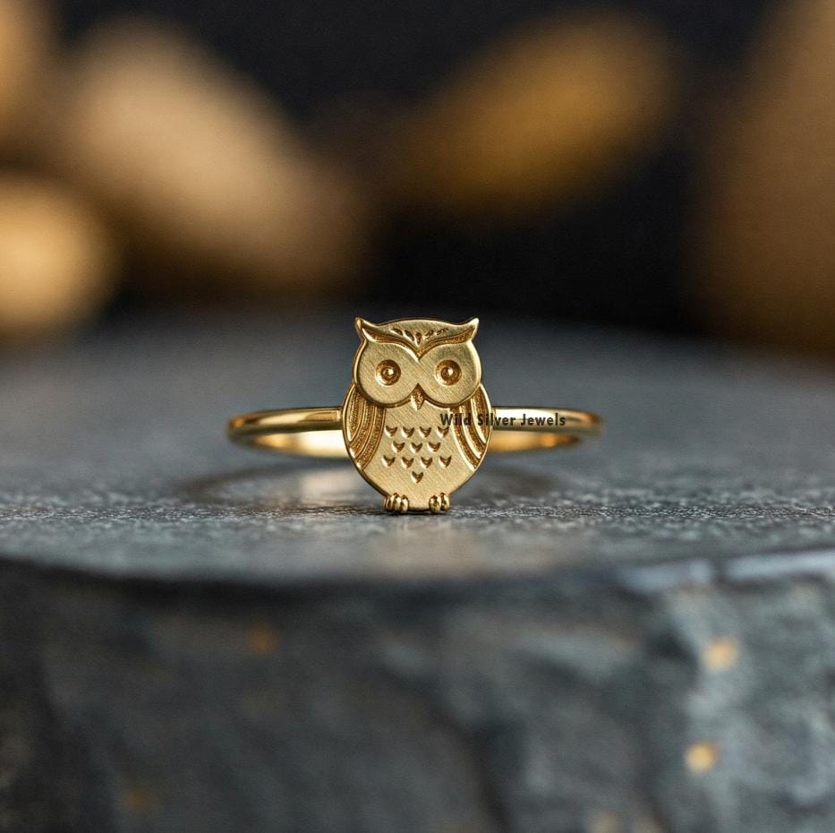 Dainty Owl Silver Ring, Flat Owl Lover Bird Inspired Ring, Cute Dainty Owl Ring, Owl Celtic Ring, My