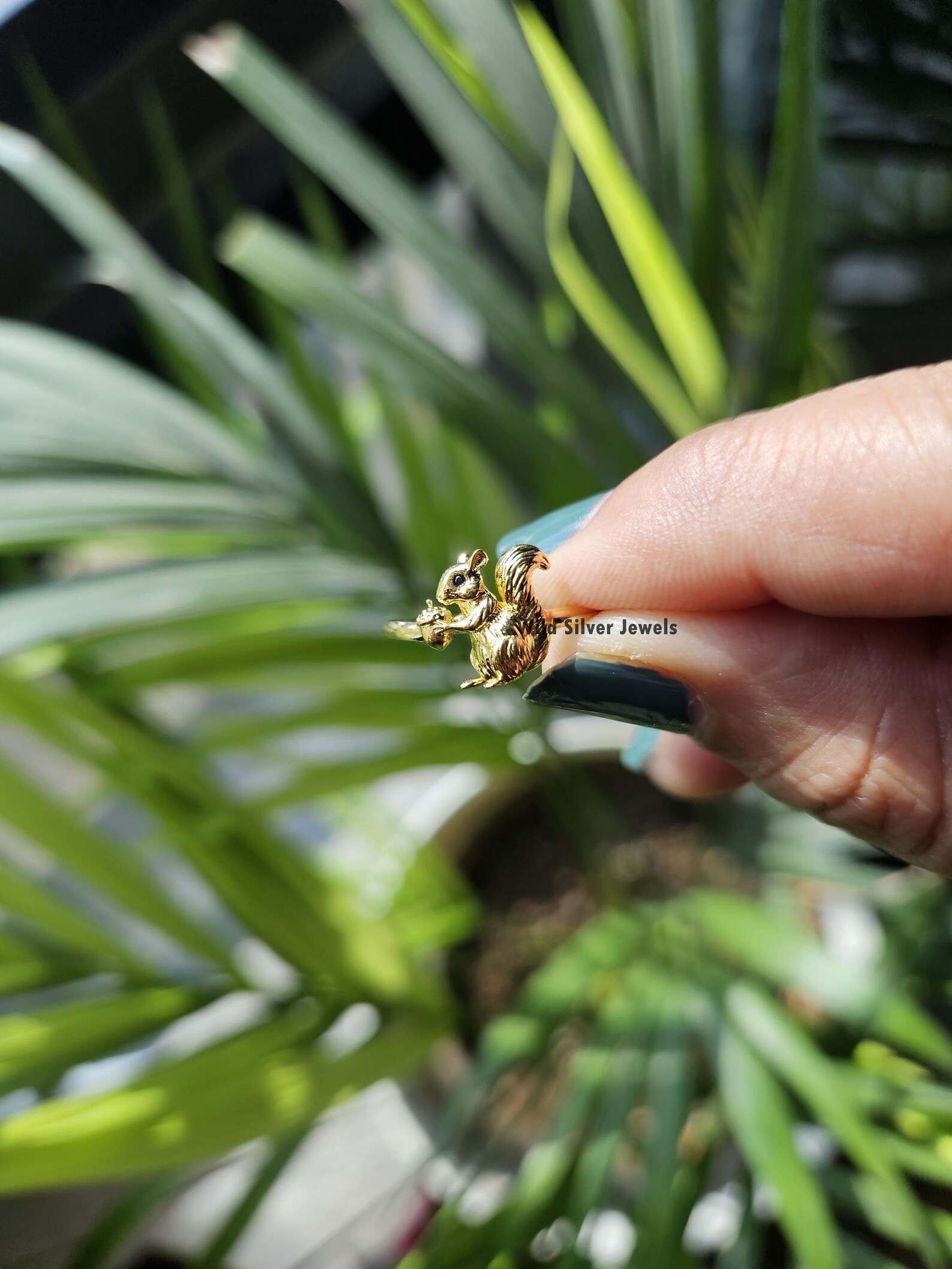 Squirrel Rings Floating Squirrel & Acorn Silver Ring, Nature Inspired Vintage Squirrel Ring ...