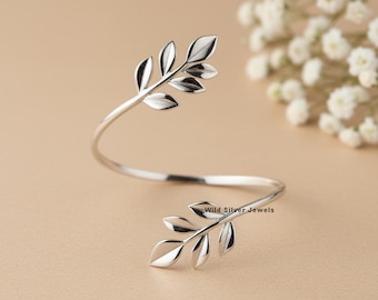 Twig Branch Silver Palm Cuff Bracelet, Vintage Leaf Inspired Palm Cuff Bracelet, Silver Leaf Cuff Adjustable Palm Cuff Bracelet, 925 Silver