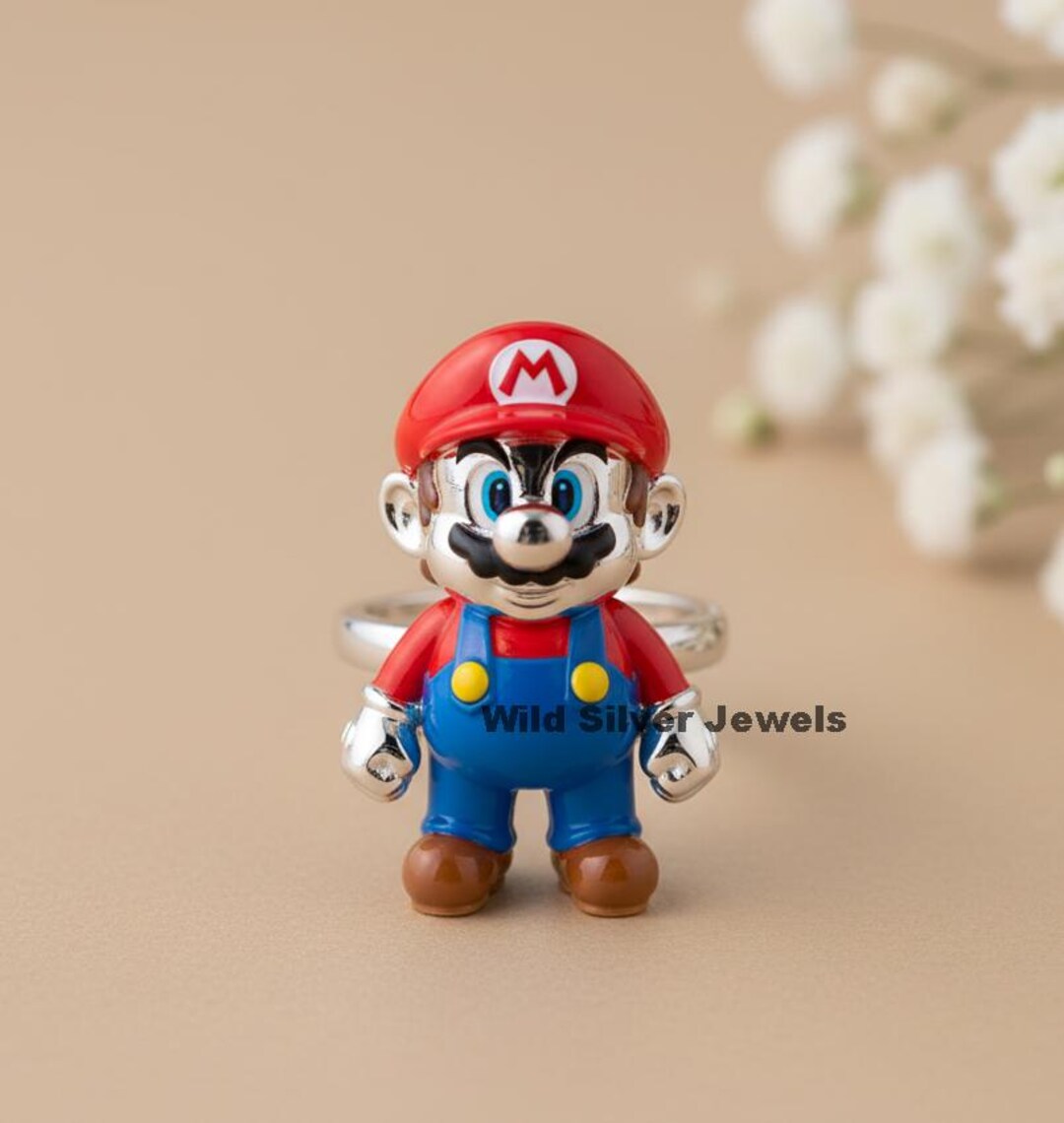 Super Mario Silver Ring, Vintage Coloured Enameled Ring, Vintage Retro ...