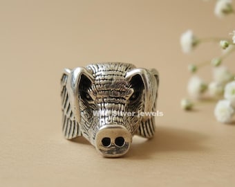 Wild Boar Ring *10k/14k/18k White, Yellow, Rose Green Gold, Gold