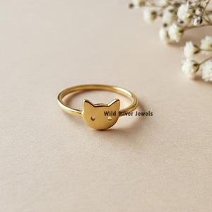 Cute Cat Silver Ring, Silver Pet Ring, Pet Lover Ring, Animal Inspired Wedding Ring, Cute Dainty Animal Memorial Ring, Gold Plated Silver