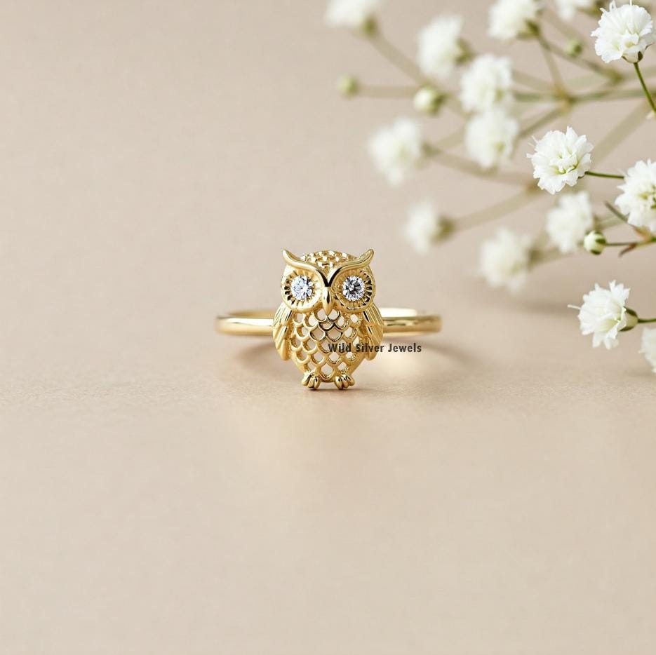 Dainty Owl Silver Ring, Flat Owl Lover Bird Inspired Ring, Cute Dainty Owl Ring, Owl Celtic Ring, My