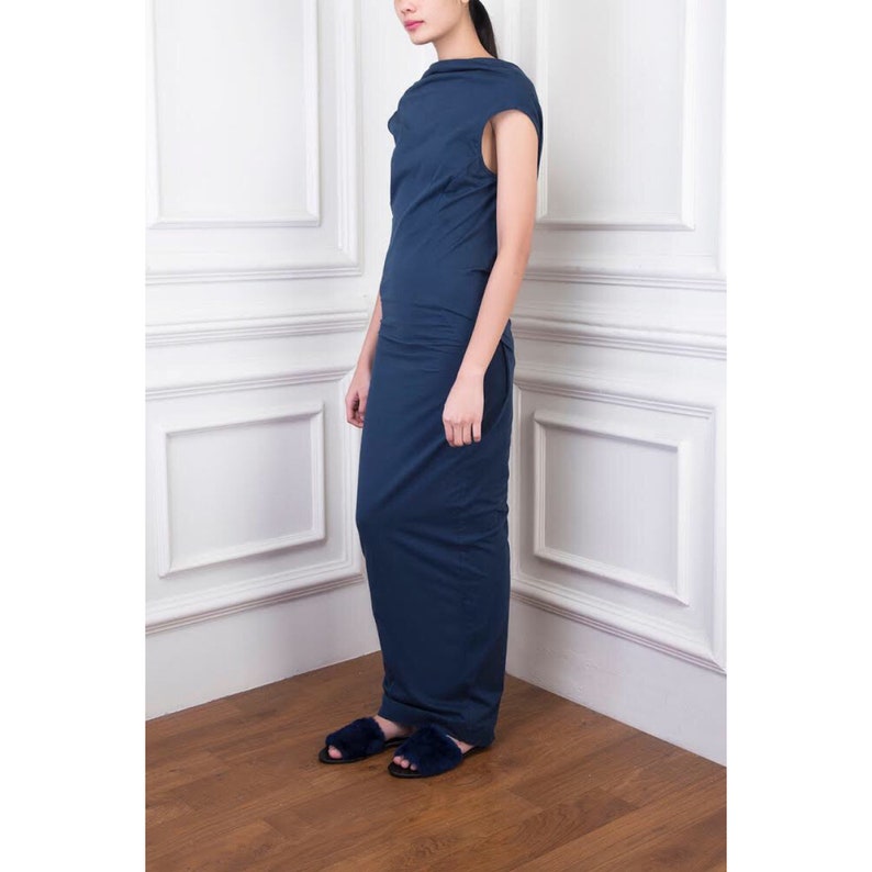 small Backless organic cotton dress in navy