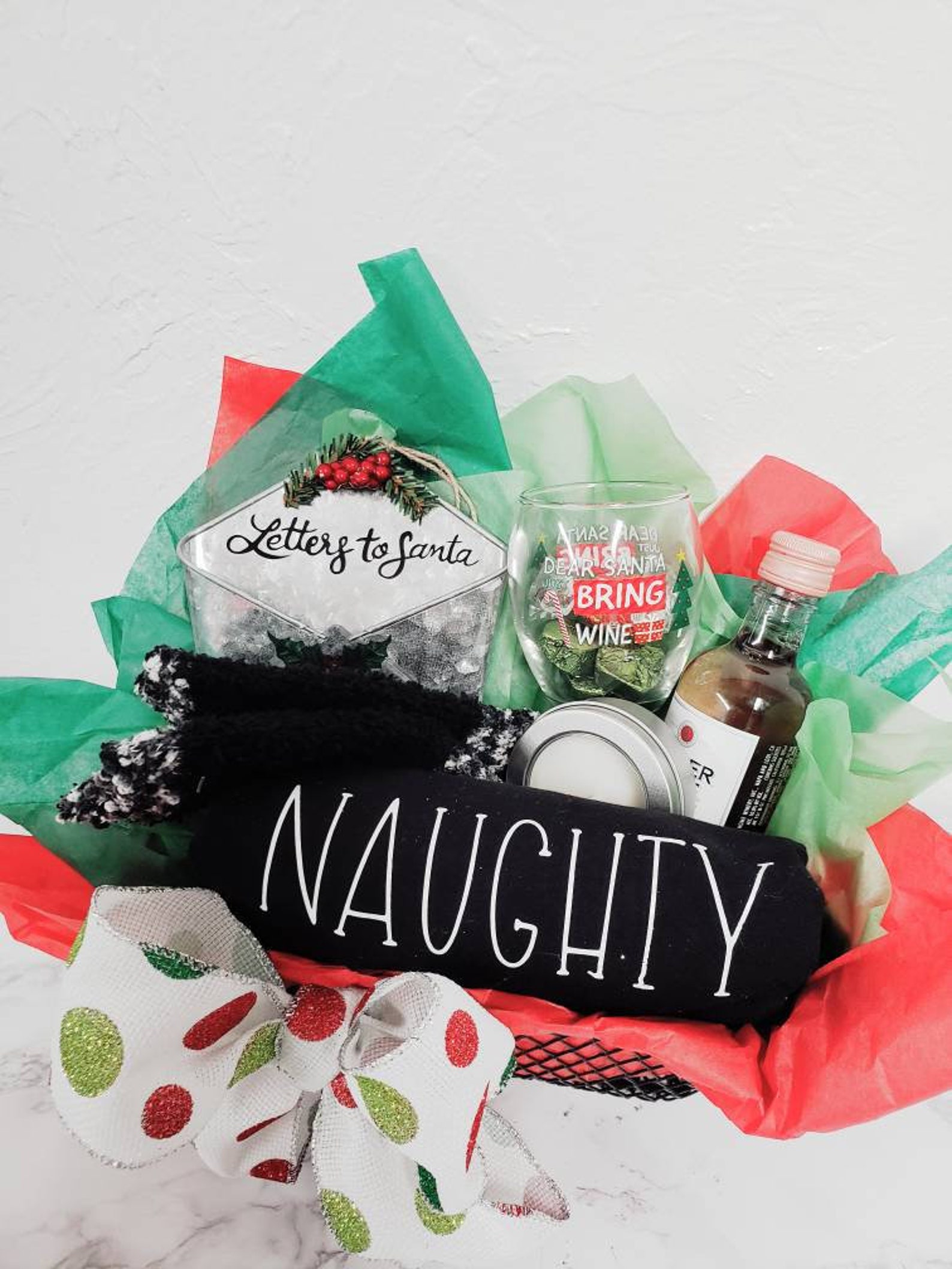 Gift for Her Naughty Theme Gift Basket Wine Set Naughty Etsy