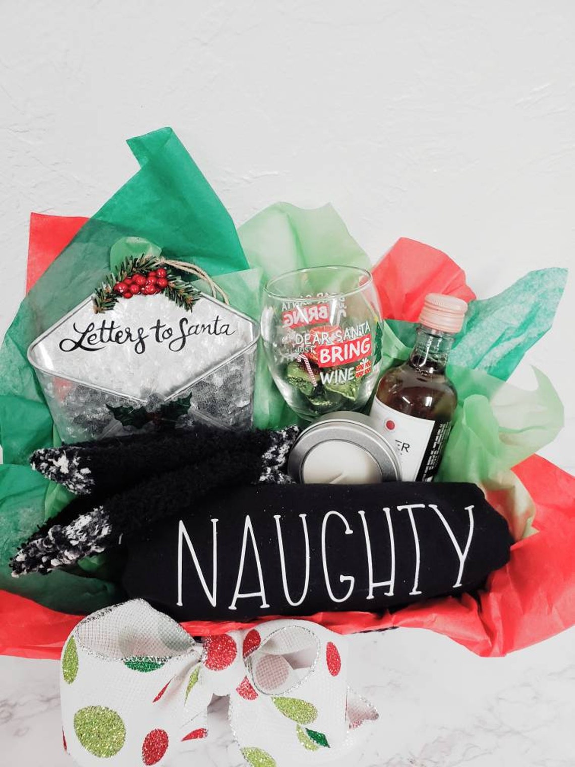 Gift for Her Naughty Theme Gift Basket Wine Set Naughty Etsy