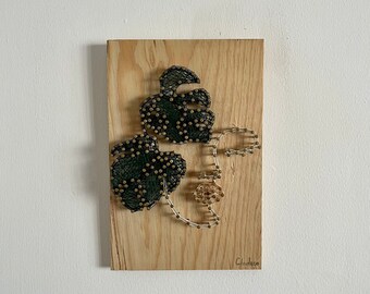 Home Decor I String Art I Handmade I Face Silhouette I 8" x 12" I Green & Beige