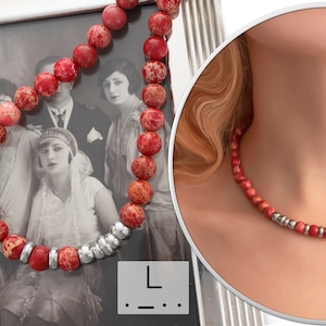 Custom Morse Code Necklace: Red Jasper Initial Beaded Jewelry