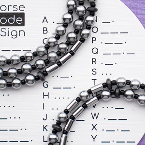 Custom Morse Code Hematite Necklace: Personalized Beaded Choker