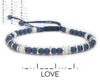 Custom Morse Code 'Love' Bracelet: Sterling Silver & Resin Bead