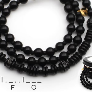 Morse Code Necklace, Black Stone Cubic zirconia Jewelry