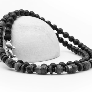 Custom Beaded Labradorite Necklace, Personalized Morse Code Jewelry, Custom High Quality Necklace For Men & Women