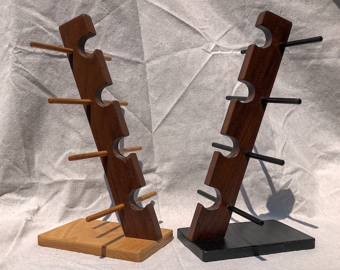 Oak and Walnut Eyewear Organizer Holds 4 Pair of Sunglasses, Eyeglasses or Readers. Two Colors. Contemporary and Modern Storage and Display