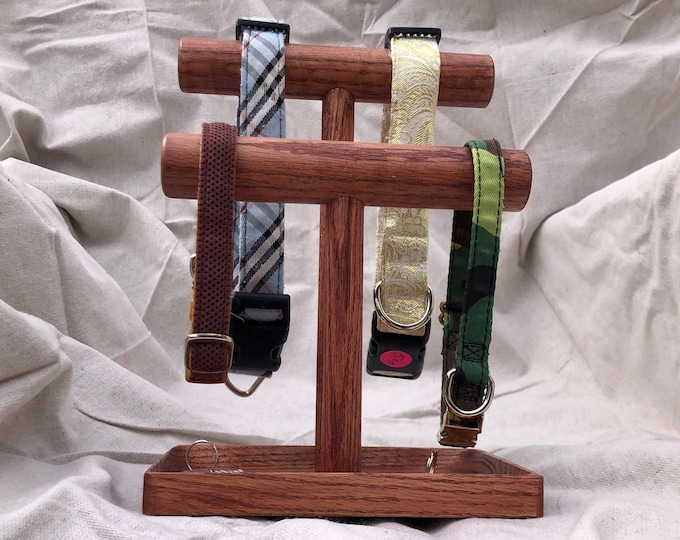 Pet Collar Organizer for Dogs or Cats. Pick your color! Oak Wood. Organize & Display your Animal's accessories with this Handmade Holder