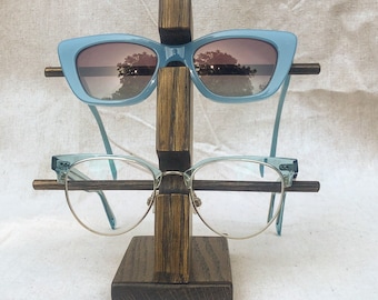 Shorty Eyewear Organizer holds up to two pair of sunglasses, readers or eyeglasses. Choose your color! Modern Storage Stand. Handmade!