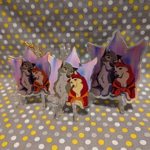 Balto and Jenna - Wolf Dog - Aurora Lights - Enamel Pin Keychain and Sticker
