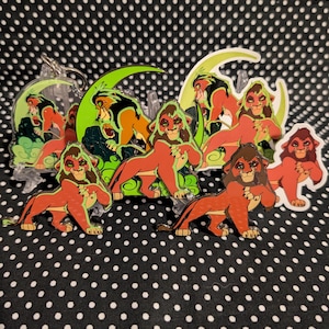 Lion Enamel Pin - Keychain - Sticker - Green Moon - Evil Lion Duo - Alternate Timeline - Glow Pin