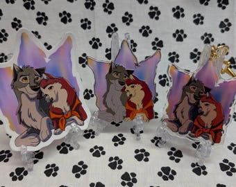 Balto and Jenna - Wolf Dog - Aurora Lights - Enamel Pin Keychain and Sticker