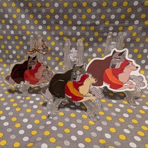 Balto and Jenna - Wolf Dog - Cuddling Couples - Enamel Pin Keychain and Sticker
