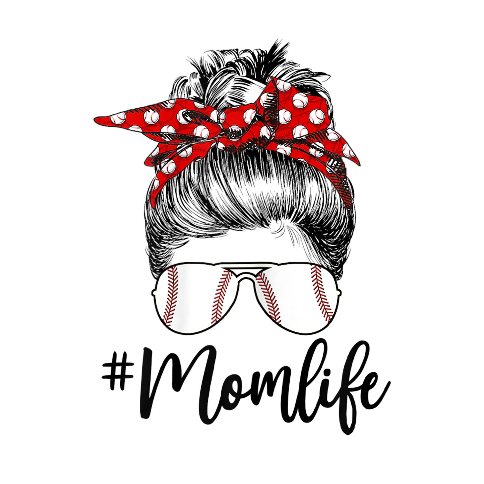 Womens Mom Life Softball Baseball Mothers Day Messy Bun PNG | Etsy