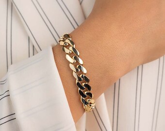14K Real Gold 10mm Miami Cuban Bracelet, Monaco Chain 14K Real Gold 10mm Miami Cuban Bracelet, Monaco Chain