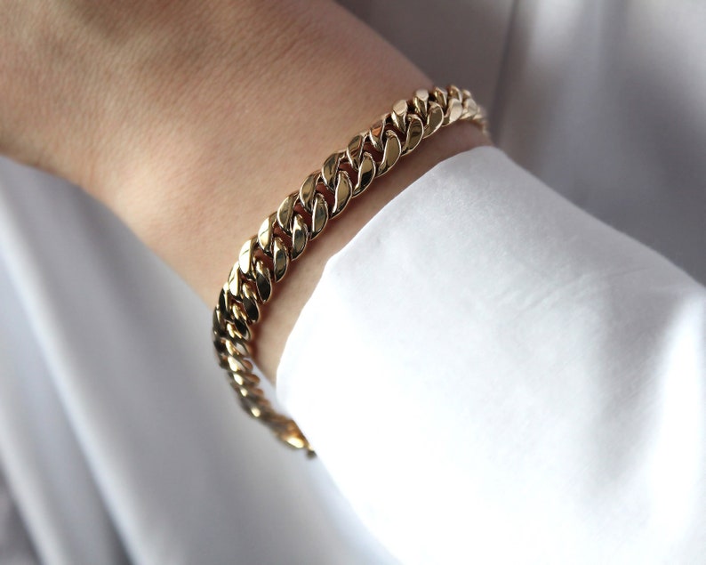 14k Real Gold 7mm Miami Cuban Link Bracelet Mens Cuban Link Etsy