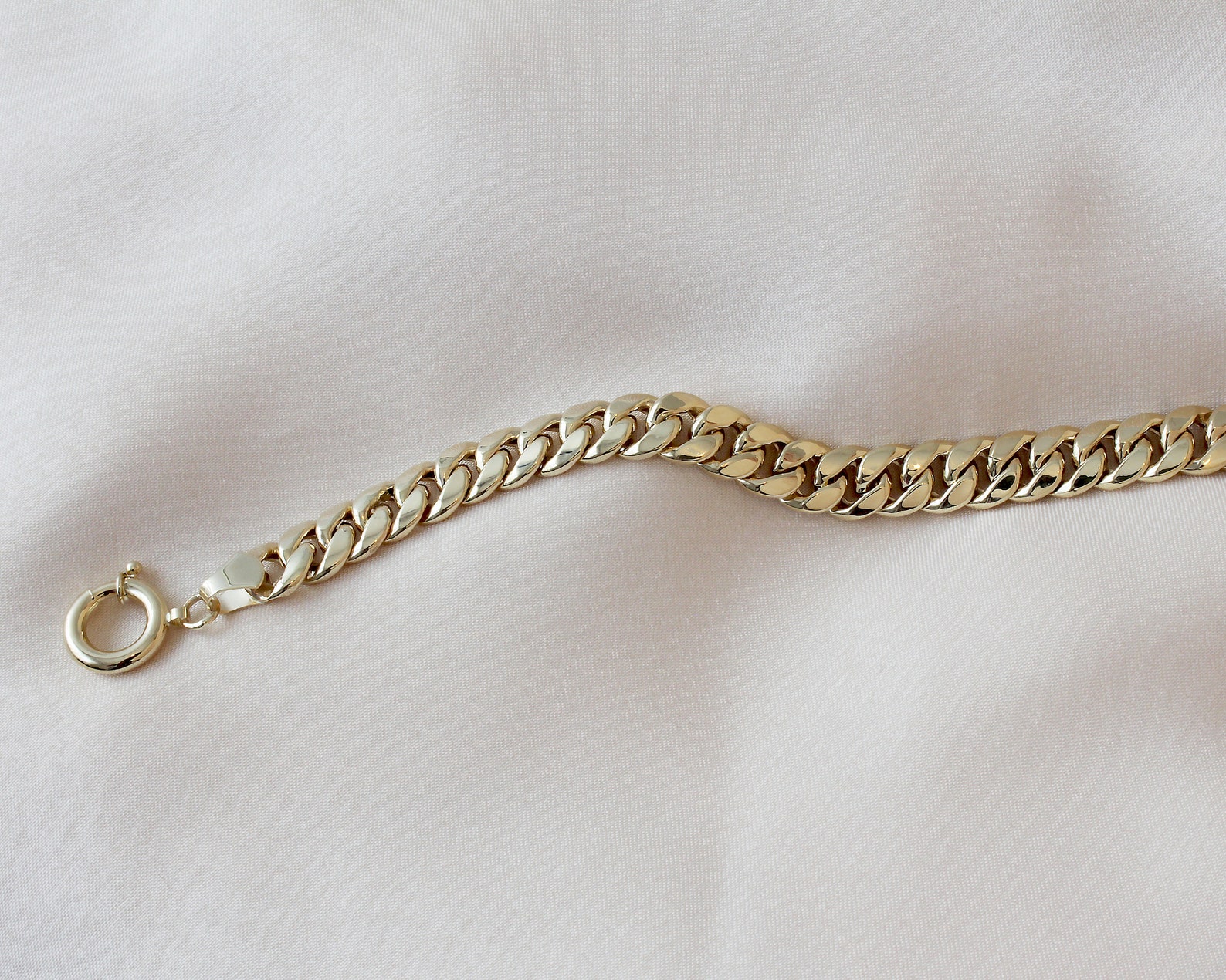 14k Real Gold 7mm Miami Cuban Link Bracelet Mens Cuban Link Etsy