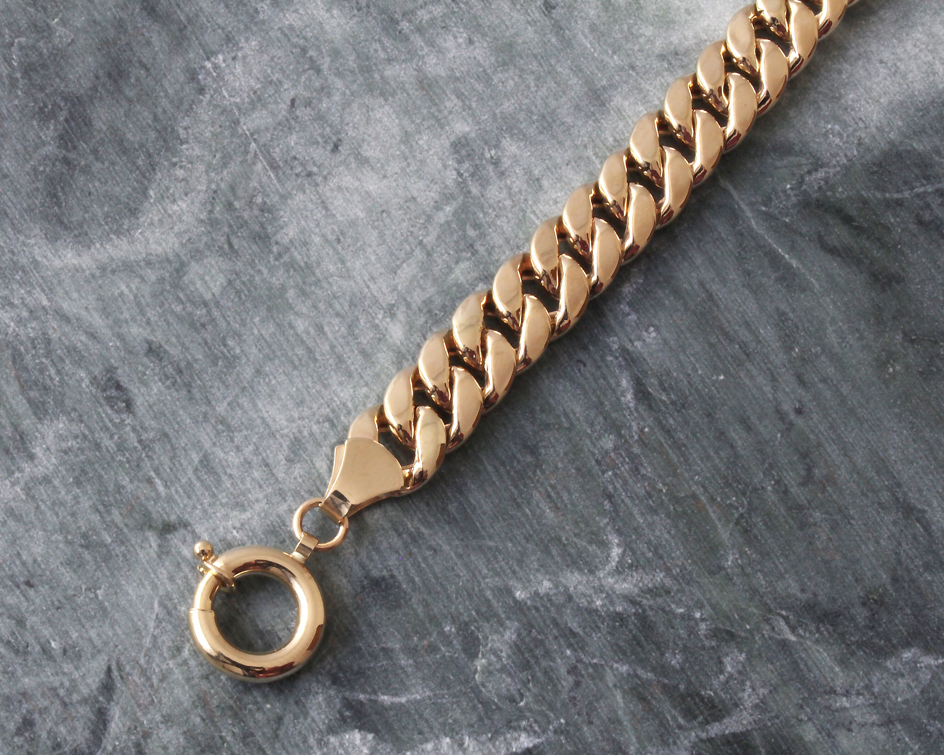 14k Real Gold 7mm Miami Cuban Link Bracelet Mens Cuban Link Etsy