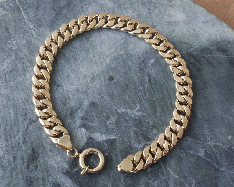 14k Real Gold 7mm Miami Cuban Link Bracelet Mens Cuban Link Etsy