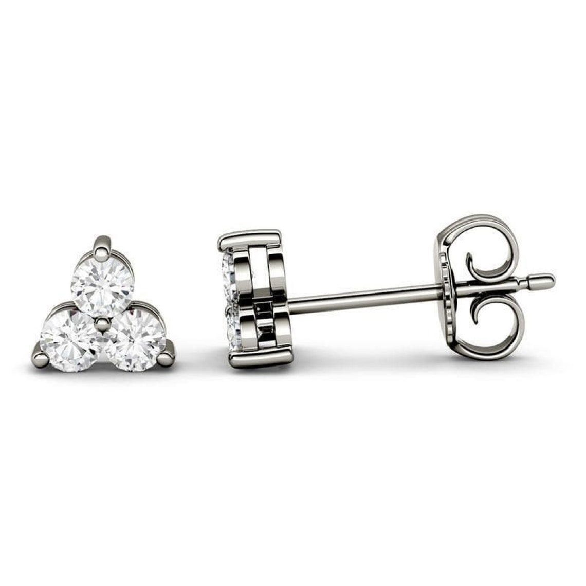 three stone stud earrings