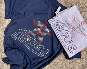 Astros crystallized Shirt/Woman’s Astros Shirt/Astros Bling Shirt/MLB/Astros/Houston Astros