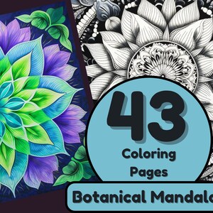 Enchanting Botanical Mandalas | Symmetrical Flower Patterns to Color | Mandala Coloring Pages | Instant Download | PDF and PNG Coloring Book